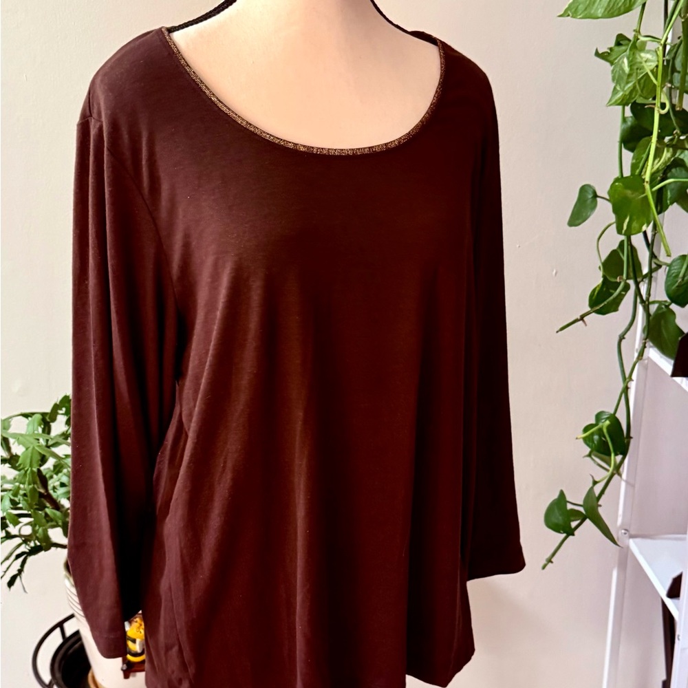 Chico's Rich Brown Long Sleeve Top